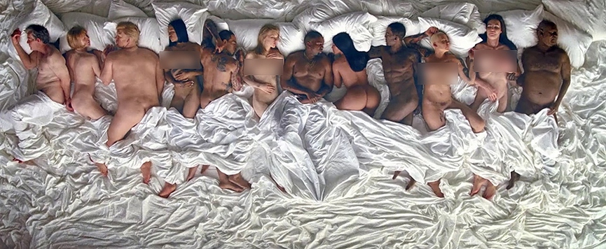 Порно видео Kanye West в оргии с девушкой йогой