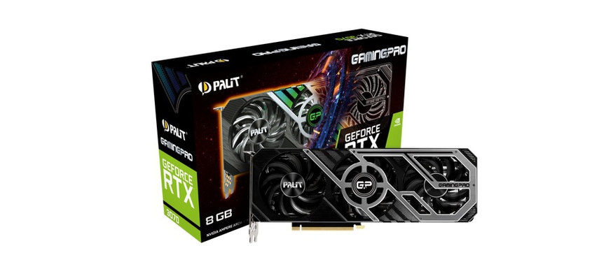 Видеокарта Palit Gigabyte GeForce RTX 3070 8 ΓБ Retail​Фото: Softline